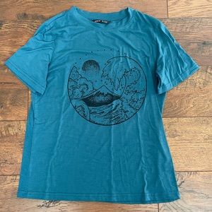 Dark Turquoise T-Shirt with Wave Design
